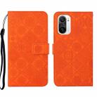 For Xiaomi Redmi K40 Ethnic Style Embossed Pattern Leather Phone Case(Orange) - 1