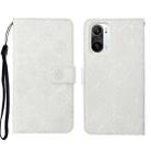 For Xiaomi Redmi K40 Ethnic Style Embossed Pattern Leather Phone Case(White) - 1