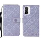 For Xiaomi Redmi K40 Ethnic Style Embossed Pattern Leather Phone Case(Purple) - 1