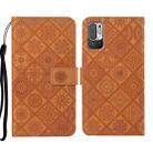 For Xiaomi Redmi Note 10 5G Ethnic Style Embossed Pattern Leather Phone Case(Brown) - 1