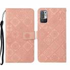For Xiaomi Redmi Note 10 5G Ethnic Style Embossed Pattern Leather Phone Case(Pink) - 1