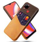 For OPPO Realme C12 Cloth Texture PC + PU Leather Back Cover Case with Card Slot(Orange) - 1