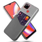 For OPPO Realme C12 Cloth Texture PC + PU Leather Back Cover Case with Card Slot(Grey) - 1