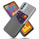 For Samsung Galaxy F23 5G Cloth Texture PC + PU Leather Back Cover Case with Card Slot(Grey) - 1