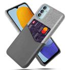 For Samsung Galaxy M23 5G Cloth Texture PC + PU Leather Back Cover Case with Card Slot(Grey) - 1