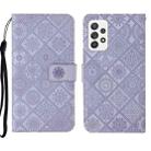 For Samsung Galaxy A52 Ethnic Style Embossed Pattern Leather Phone Case(Purple) - 1