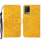 For OPPO A54 Ethnic Style Embossed Pattern Leather Phone Case(Yellow) - 1