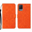 For OPPO A54 Ethnic Style Embossed Pattern Leather Phone Case(Orange) - 1