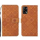 For OPPO A74 4G Ethnic Style Embossed Pattern Leather Phone Case(Brown) - 1