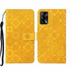 For OPPO A74 4G Ethnic Style Embossed Pattern Leather Phone Case(Yellow) - 1