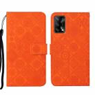 For OPPO A74 4G Ethnic Style Embossed Pattern Leather Phone Case(Orange) - 1