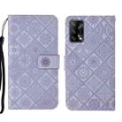 For OPPO A74 4G Ethnic Style Embossed Pattern Leather Phone Case(Purple) - 1