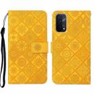 For OPPO A74 5G Ethnic Style Embossed Pattern Leather Phone Case(Yellow) - 1