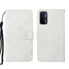 For OPPO A74 5G Ethnic Style Embossed Pattern Leather Phone Case(White) - 1