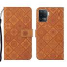 For OPPO A94 4G Ethnic Style Embossed Pattern Leather Phone Case(Brown) - 1