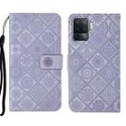 For OPPO A94 4G Ethnic Style Embossed Pattern Leather Phone Case(Purple) - 1