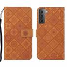 For Samsung Galaxy S22+ 5G Ethnic Style Embossed Pattern Leather Phone Case(Brown) - 1