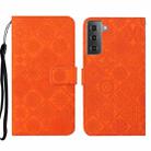 For Samsung Galaxy S22+ 5G Ethnic Style Embossed Pattern Leather Phone Case(Orange) - 1