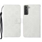 For Samsung Galaxy S22+ 5G Ethnic Style Embossed Pattern Leather Phone Case(White) - 1