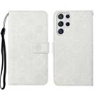 For Samsung Galaxy S22 Ultra 5G Ethnic Style Embossed Pattern Leather Phone Case(White) - 1