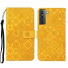 For Samsung Galaxy S22 5G Ethnic Style Embossed Pattern Leather Phone Case(Yellow) - 1