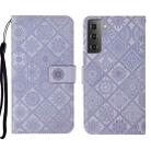 For Samsung Galaxy S22 5G Ethnic Style Embossed Pattern Leather Phone Case(Purple) - 1