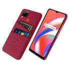 For OPPO Realme C12 Cloth Texture PC + Nylon Phone Case with Dual Card Slots(Red) - 1