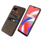 For OPPO Realme C12 Cloth Texture PC + Nylon Phone Case with Dual Card Slots(Brown) - 1