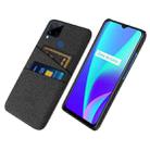 For OPPO Realme C15 Cloth Texture PC + Nylon Phone Case with Dual Card Slots(Black) - 1