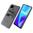 For OPPO Realme C15 Cloth Texture PC + Nylon Phone Case with Dual Card Slots(Grey) - 1