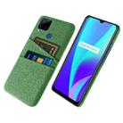 For OPPO Realme C15 Cloth Texture PC + Nylon Phone Case with Dual Card Slots(Green) - 1