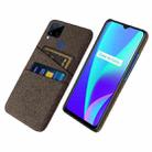 For OPPO Realme C15 Cloth Texture PC + Nylon Phone Case with Dual Card Slots(Brown) - 1