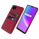 For OPPO Realme C25 Cloth Texture PC + Nylon Phone Case with Dual Card Slots(Red) - 1