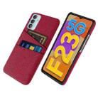 For Samsung Galaxy F23 5G Cloth Texture PC + Nylon Phone Case with Dual Card Slots(Red) - 1