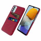 For Samsung Galaxy M23 5G Cloth Texture PC + Nylon Phone Case with Dual Card Slots(Red) - 1