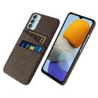 For Samsung Galaxy M23 5G Cloth Texture PC + Nylon Phone Case with Dual Card Slots(Brown) - 1