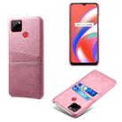 For OPPO Realme C12 Calf Texture PC + PU Leather Back Cover with Dual Card Slots(Pink) - 1