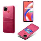For OPPO Realme C12 Calf Texture PC + PU Leather Back Cover with Dual Card Slots(Rose Red) - 1