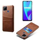For OPPO Realme C15 Calf Texture PC + PU Leather Back Cover with Dual Card Slots(Brown) - 1