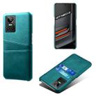 For OPPO Realme GT Neo3 Calf Texture PC + PU Leather Back Cover with Dual Card Slots(Green) - 1