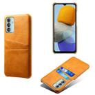 For Samsung Galaxy M23 5G Calf Texture PC + PU Leather Back Cover with Dual Card Slots(Orange) - 1