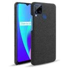 For OPPO Realme C15 Cloth Texture PC + Nylon Back Case(Black) - 1