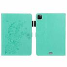 For iPad Pro 11 inch 2020 / 2018 Embossed Plum Bossom Pattern Smart Leather Tablet Case(Green) - 1