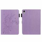 For iPad mini 6 Embossed Plum Bossom Pattern Smart Leather Tablet Case(Purple) - 1