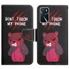 For OPPO A16 Painted Pattern Flip Leather Phone Case(Red Bear) - 1