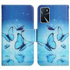 For OPPO A16 Painted Pattern Flip Leather Phone Case(Flying Butterfly) - 1