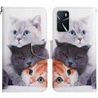 For OPPO A16 Painted Pattern Flip Leather Phone Case(Three Cats) - 1