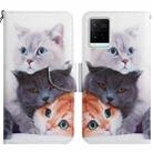 For vivo Y21 / Y21S / Y33S Painted Pattern Flip Leather Phone Case(Three Cats) - 1