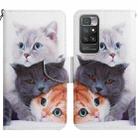 For Xiaomi Redmi 10 Painted Pattern Flip Leather Phone Case(Three Cats) - 1