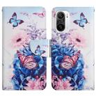 For Xiaomi Redmi K40 Painted Pattern Flip Leather Phone Case(Purple Butterfly) - 1